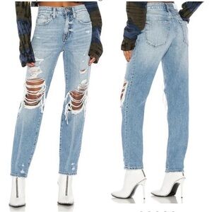 PISTOLA x Revolve Presley High Rise Straight Jeans in ‘Rock or Bust’ Distressed